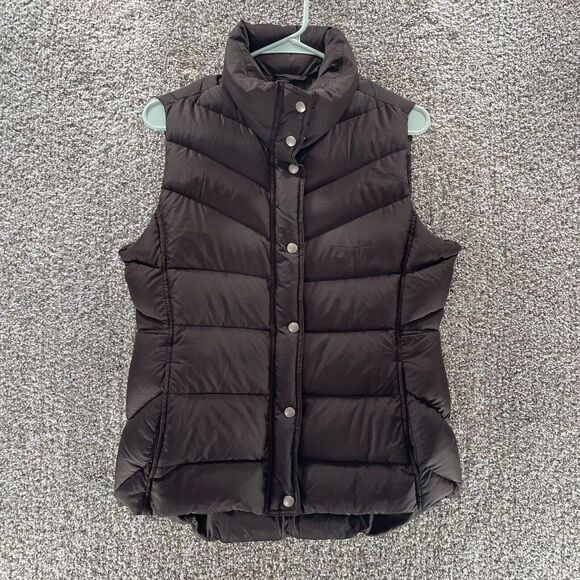 J Crew Puffer Vest Womens Medium Brown Preppy Polyester Down Feathers Full Zip - Picture 1 of 11